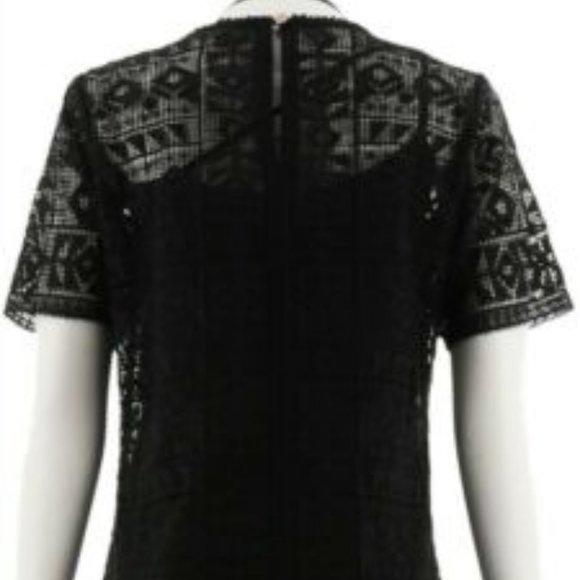NWT C. WONDER BLACK LACE SPLIT NECK DRESS W/LINING 8 - Picture 6 of 13